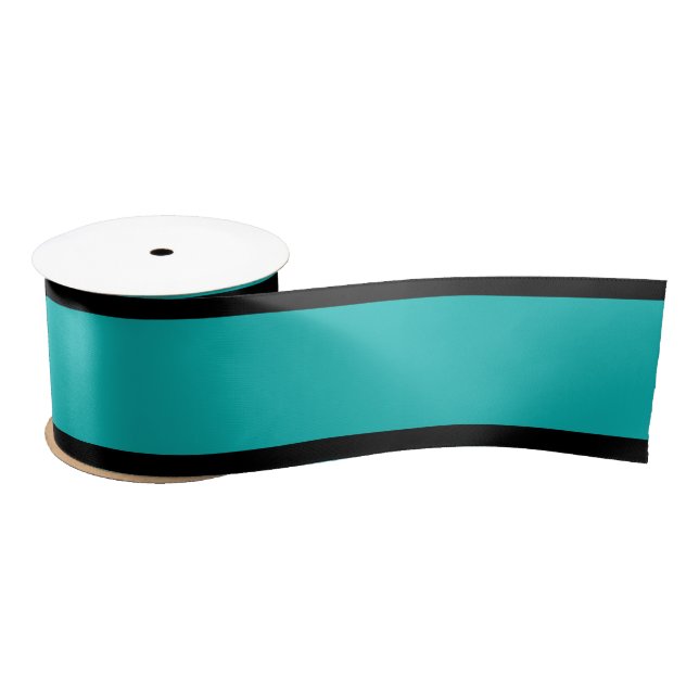 Custom Teal with Black Edging Gift Wrapping Satin Ribbon (Spool)