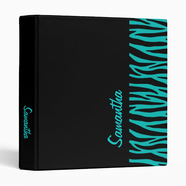 Custom Teal Zebra Binder (Front/Spine)