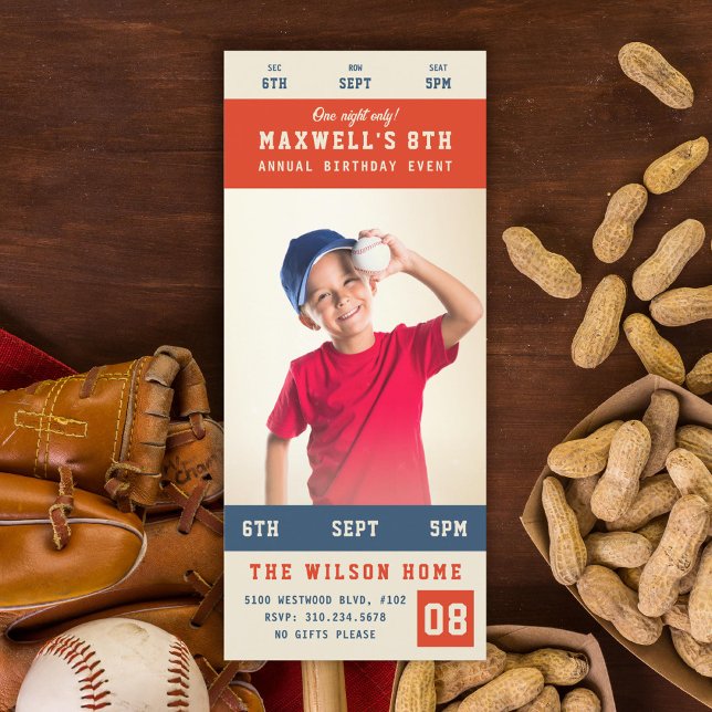 Custom Team Colours Sporting Event Ticket Birthday Invitation (Creator Uploaded)