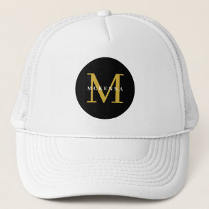 Custom Team Hat Bulk Order Black Gold Monogram