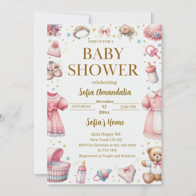 Custom Teddy Bear Baby Shower Invitations  (Front)