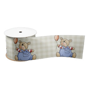 Custom Teddy Bear Baby's First Birthday Satin Ribbon