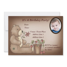 Custom Teddy Bear Birthday Party Invitation