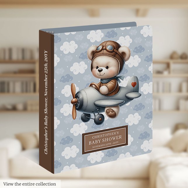 Custom Teddy Bear Pilot Binder Baby Boy Keepsake (Custom Teddy Bear Pilot Binder Baby Boy Keepsake)