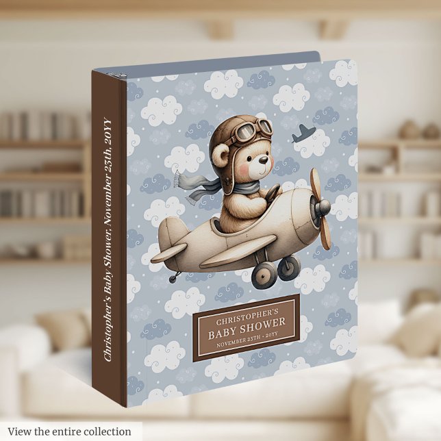 Custom Teddy Bear Pilot Nursery Memory Binder (Custom Teddy Bear Pilot Nursery Memory Binder)