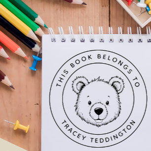Custom Teddy Bear This Book Belongs To Kid's Name Self-inking Stamp