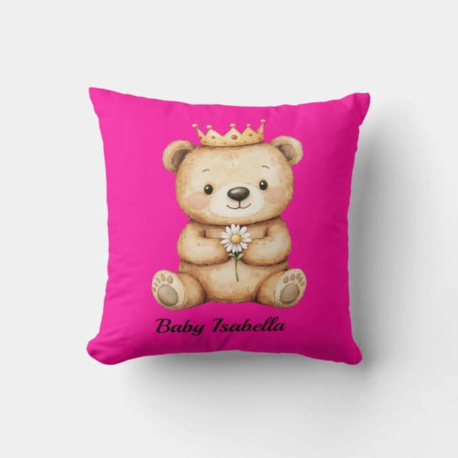 Custom Teddy Bear Throw Pillow (Front)