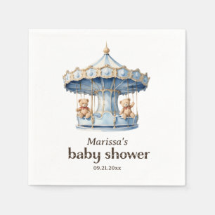 Custom Teddy Bear Twin Boy Baby Shower Napkin