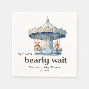 Custom Teddy Bear Twin Boys Baby Shower Napkin