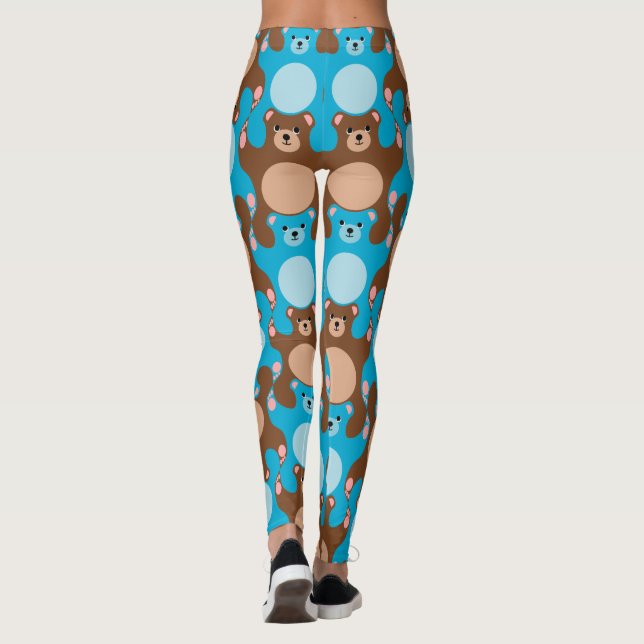 Custom Teddy Bears blue brown teens leggings (Back)