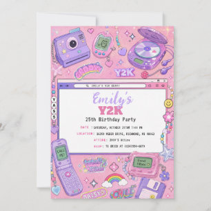 Custom Teen girl 2000s Birthday Invitation