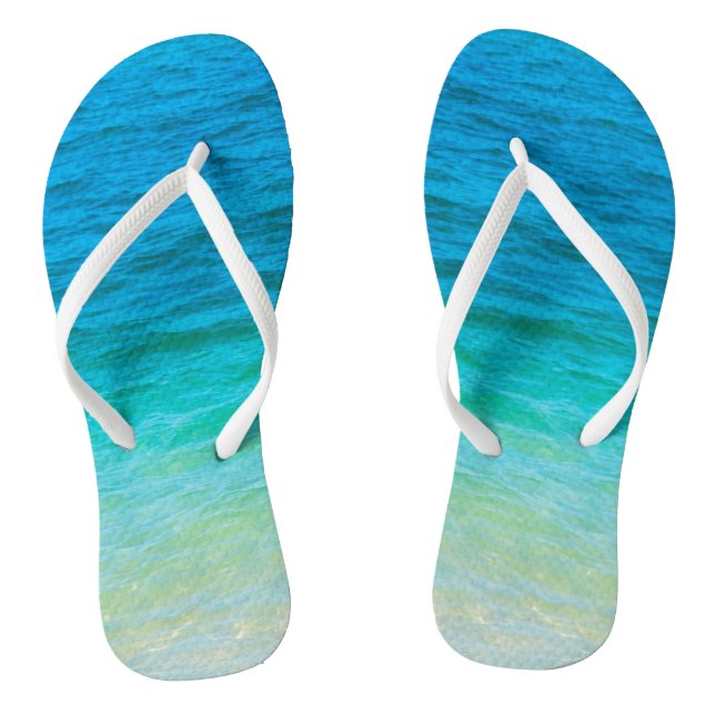 Custom Template Beach Sea Waves Seaside Adult Flip Flops (Footbed)