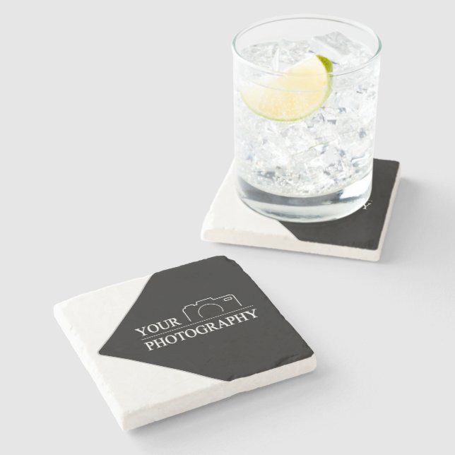 Custom Template Business Company Create Your Own Stone Coaster (Side)