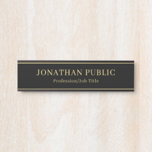Custom Template Elegant Office Black And Gold Door Sign