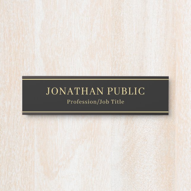 Custom Template Elegant Office Black And Gold Door Sign (Front)