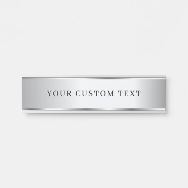 Custom Template Elegant Silver School Home Office Door Sign (Front)