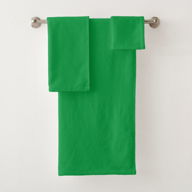 Custom Template Elegant Solid Colour Kelly Green Bath Towel Set (Insitu)