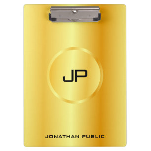Custom Template Faux Gold Modern Elegant Monogram Clipboard