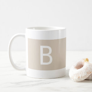 Custom Template Initial Modern Monogram Tan White Coffee Mug