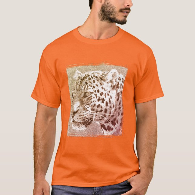 Custom Template Leopard Head Mens Athletic Orange T-Shirt (Front)