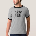Custom Template Men's Basic Ringer Grey Black T-Shirt<br><div class="desc">Add Your Text Name Here Modern Elegant Template Mens Basic Ringer Grey Black T-Shirt.</div>