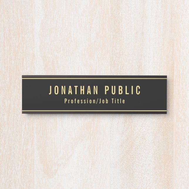 Custom Template Modern Black And Gold Office Door Sign (Front)