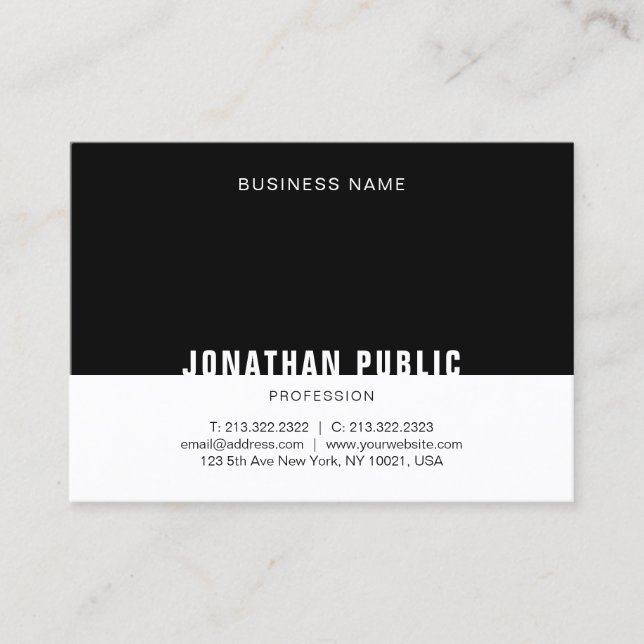 Custom Template Modern Black And White Elegant Business Card (Front)