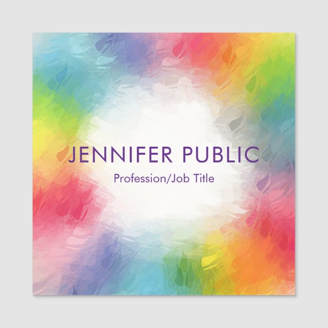 Custom Template Modern Elegant Colourful Rainbow Name Tag (Front)