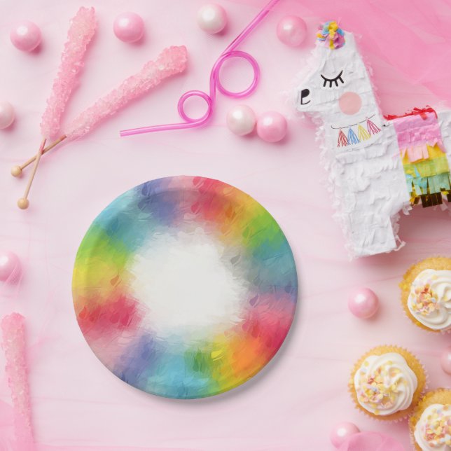 Custom Template Modern Elegant Colourful Round Paper Plate (Party)