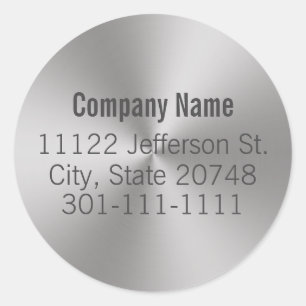 Custom Template on Modern Brushed Metal Business Classic Round Sticker