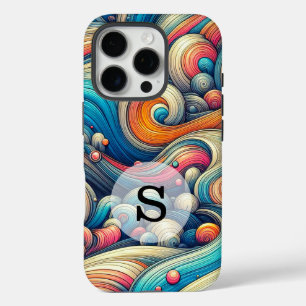 Custom Template Psychedelic Wavy Print iPhone 16 Pro Case