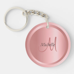 Custom Template Rose Gold Monogram Elegant Modern Keychain