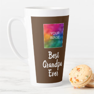 Custom Template Typography Brown Best Grandpa Ever Latte Mug