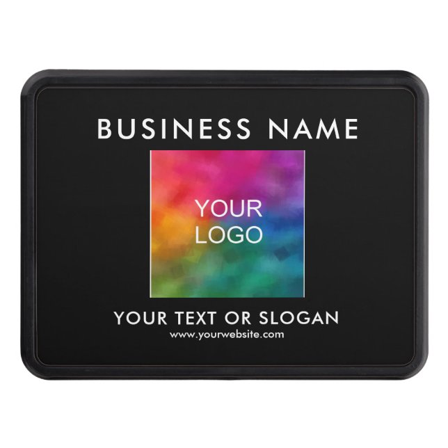 Custom Template Upload Business Logo Here Black Trailer Hitch Cover (Front)