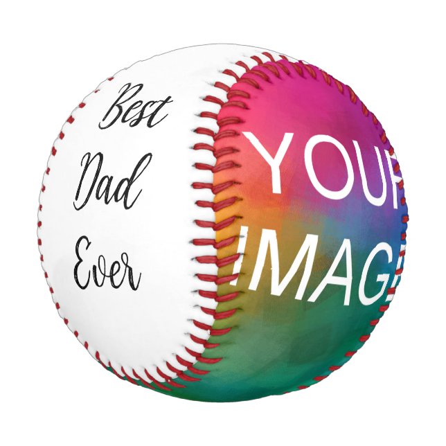 Custom Template Upload Image Photo Best Dad Ever Baseball (Angled)