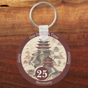 Custom Temple Recovery Milestone Gift Keychain