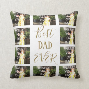 Custom Ten Photo Collage Best Dad Ever Throw Pillow
