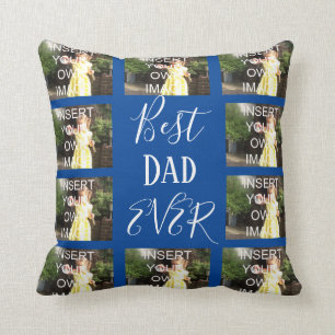 Custom Ten Photo Collage Best Dad Ever Throw Pillow
