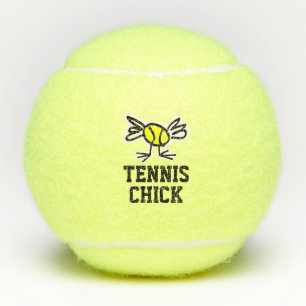 Custom tennis ball gift with cute chick logo