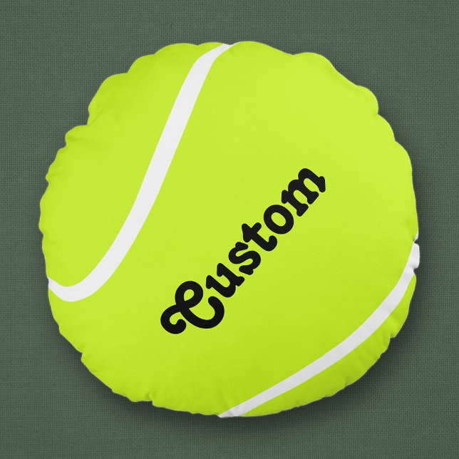 Custom Tennis Ball Player or Team Name Pillow (Tennis round pillow with custom team name or player name.)