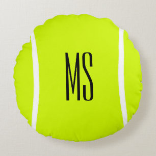 Custom Tennis Ball with Player Initials or Letters Round Pillow