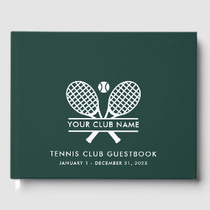 Custom Tennis Club House Modern Green Guest Book