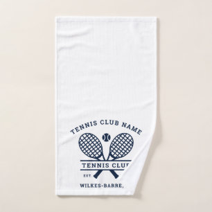 Custom Tennis Club Name Icons Navy Blue Hand Towel