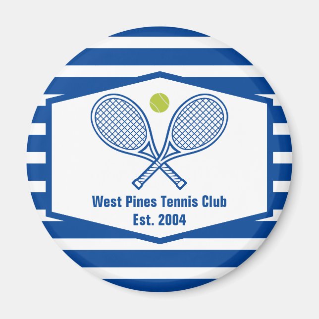 Custom Tennis Country Club Blue Striped Magnet (Front)