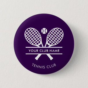 Custom Tennis Country Club Name Team Purple Swag 2 Inch Round Button