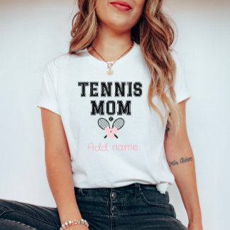 Custom Tennis Mom T-Shirt with Pink Bow & Rackets