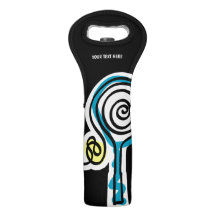 Custom tennis racket and ball wine bottle tote bag