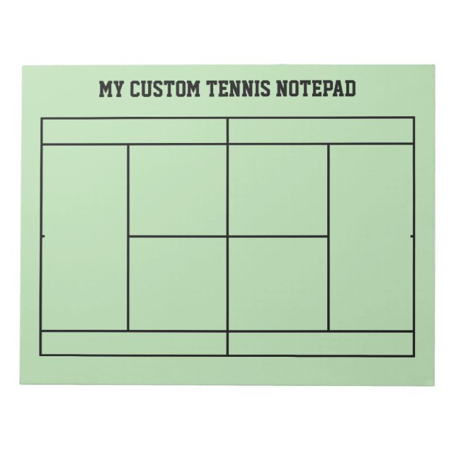 Custom tennis strategy notepad with court layout (Front)