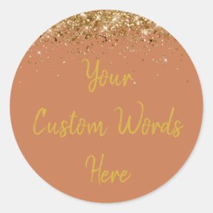 Custom Terracotta and Gold Birthday Party Favor Classic Round Sticker