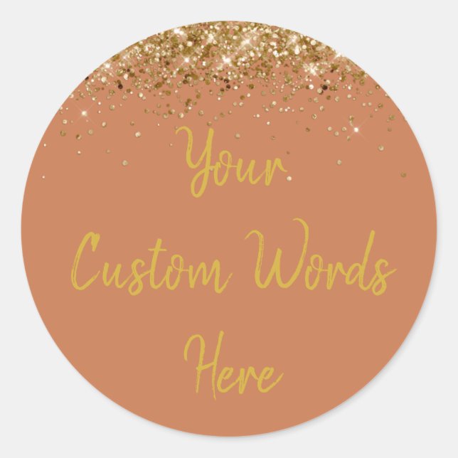 Custom Terracotta and Gold Birthday Party Favour Classic Round Sticker (Front)